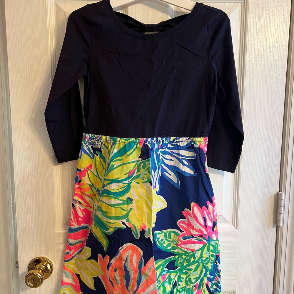 Lilly Pulitzer Navy and Vibrant Floral Kids Dress